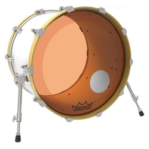 Image 2 - Remo P3 Resonant Colortone Orange Bass Drum Heads, Ported